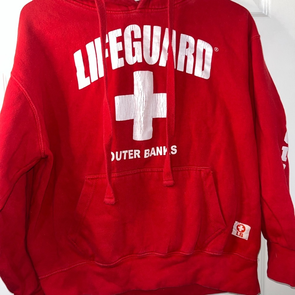 Outer banks Vibrant Red Lifeguard Pullover Sweater size medium